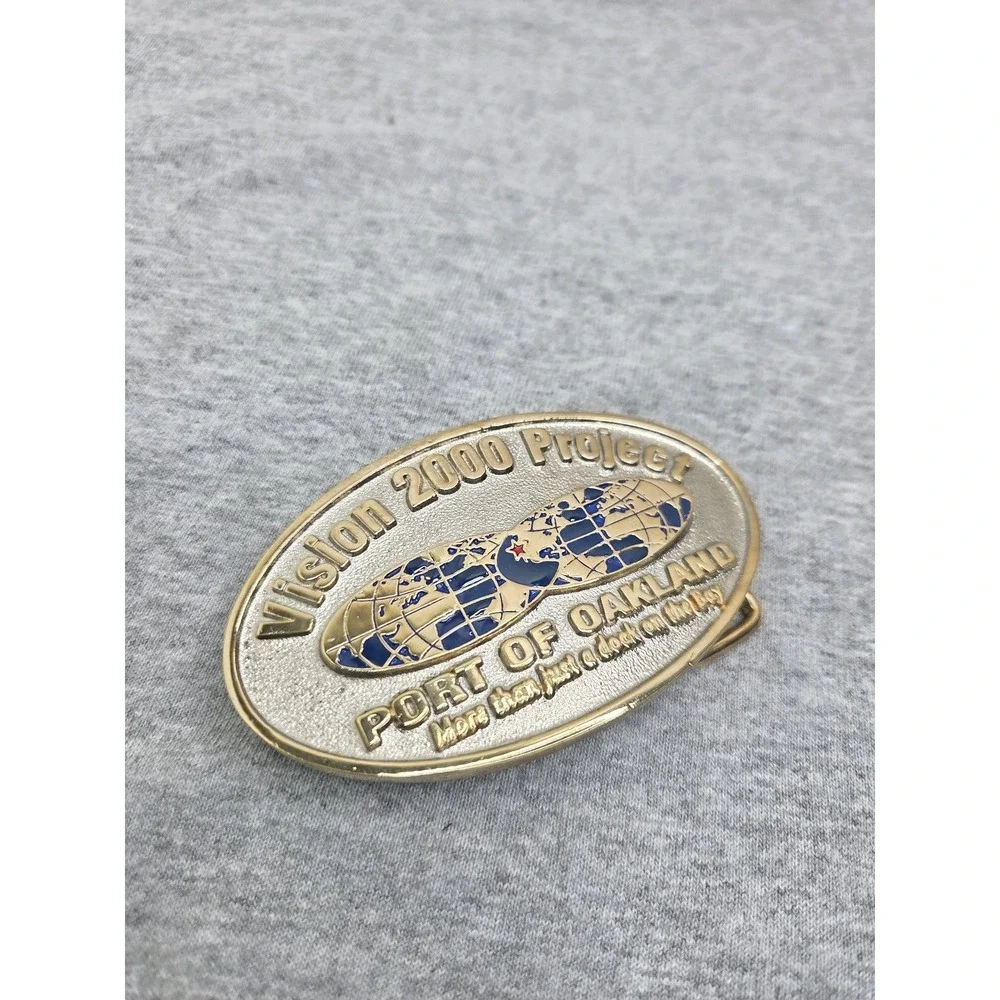 Vintage 2000 Oakland California Port Project Bay Enamel Belt Buckle Rare USA